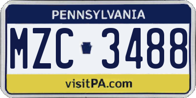 PA license plate MZC3488