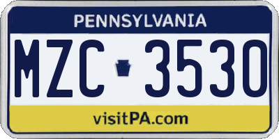 PA license plate MZC3530