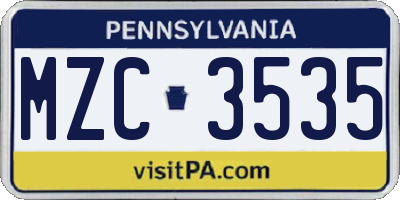 PA license plate MZC3535