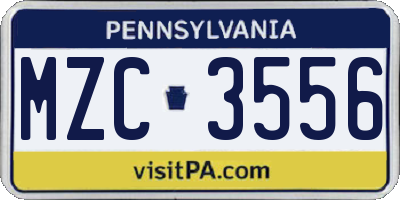 PA license plate MZC3556