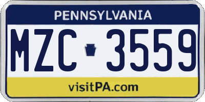 PA license plate MZC3559