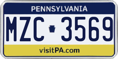 PA license plate MZC3569