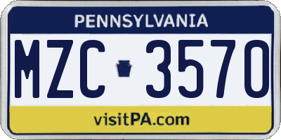 PA license plate MZC3570