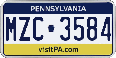 PA license plate MZC3584