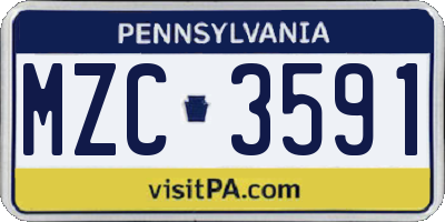 PA license plate MZC3591