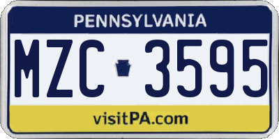 PA license plate MZC3595