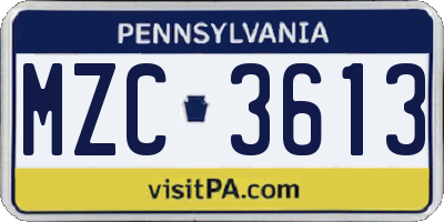 PA license plate MZC3613