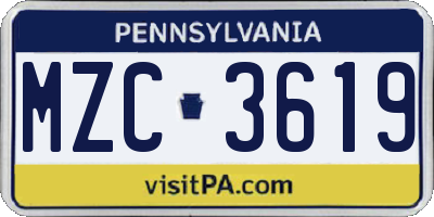 PA license plate MZC3619
