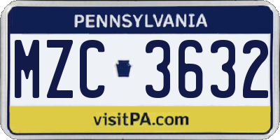 PA license plate MZC3632