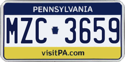 PA license plate MZC3659