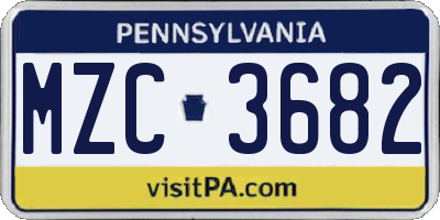 PA license plate MZC3682