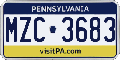 PA license plate MZC3683