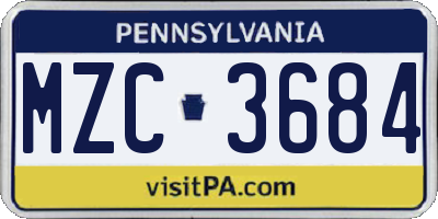 PA license plate MZC3684