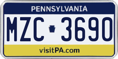 PA license plate MZC3690