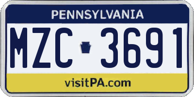 PA license plate MZC3691
