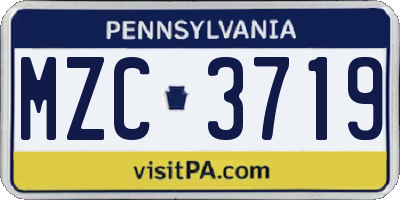 PA license plate MZC3719