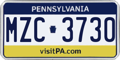 PA license plate MZC3730