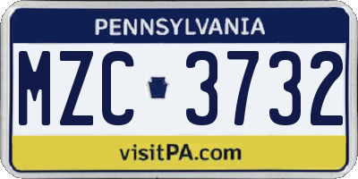 PA license plate MZC3732
