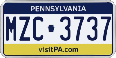 PA license plate MZC3737