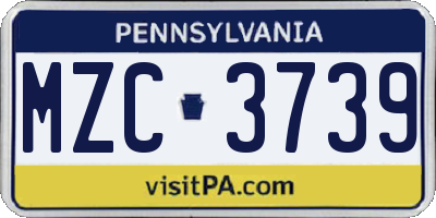 PA license plate MZC3739