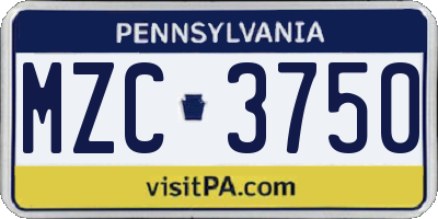 PA license plate MZC3750