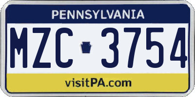 PA license plate MZC3754