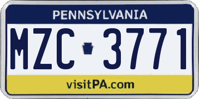 PA license plate MZC3771