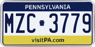 PA license plate MZC3779