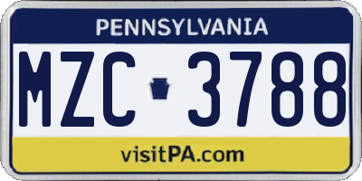 PA license plate MZC3788