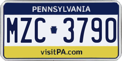 PA license plate MZC3790