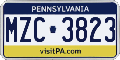 PA license plate MZC3823