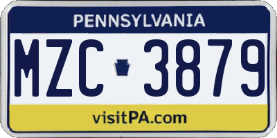 PA license plate MZC3879