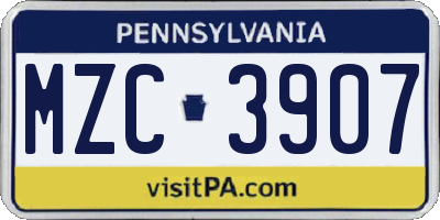 PA license plate MZC3907