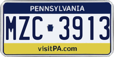 PA license plate MZC3913