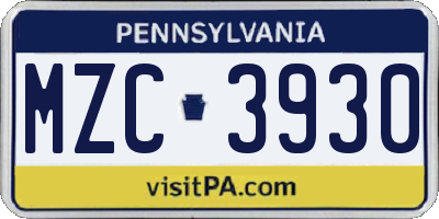 PA license plate MZC3930