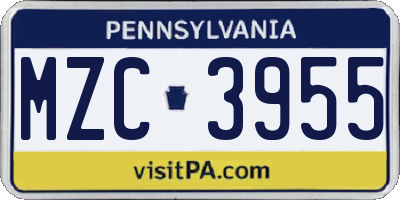 PA license plate MZC3955