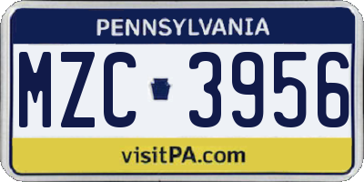 PA license plate MZC3956
