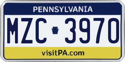 PA license plate MZC3970