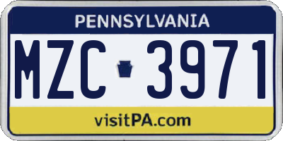 PA license plate MZC3971