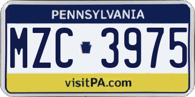 PA license plate MZC3975