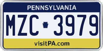 PA license plate MZC3979