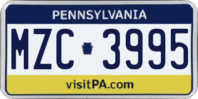 PA license plate MZC3995