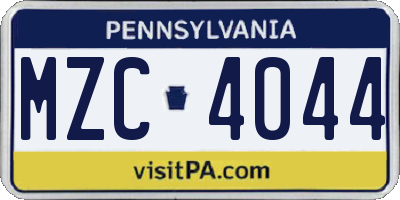 PA license plate MZC4044
