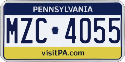 PA license plate MZC4055