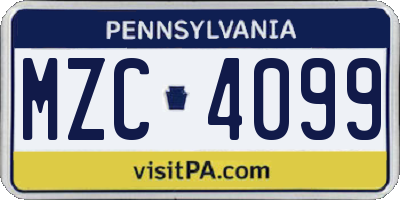 PA license plate MZC4099