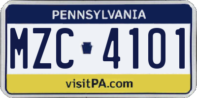 PA license plate MZC4101