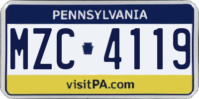 PA license plate MZC4119