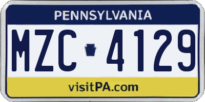 PA license plate MZC4129