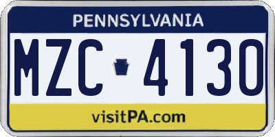 PA license plate MZC4130