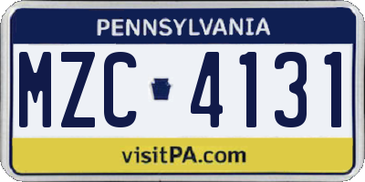 PA license plate MZC4131